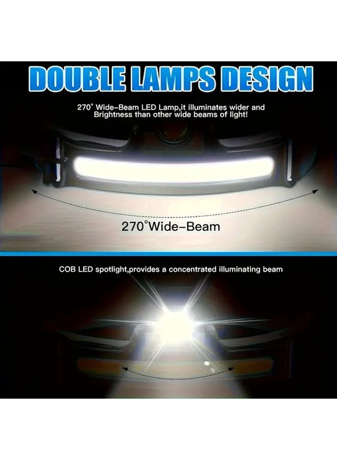 2pcs USB Rechargeable Motion Sensor LED Headlamp 6 Modes Adjustable Brightness Outdoor Work - Image 2